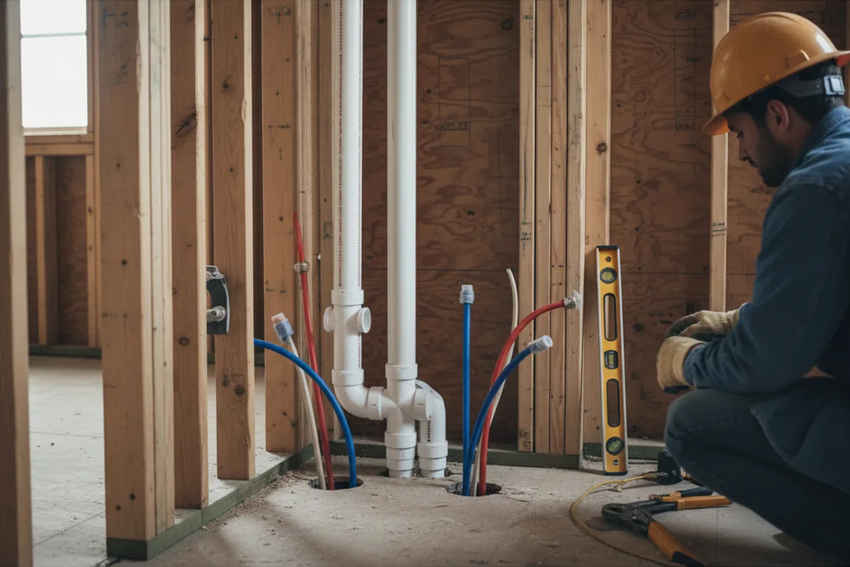 Drain and supply rough-in during Leak Detection in Chagrin Falls